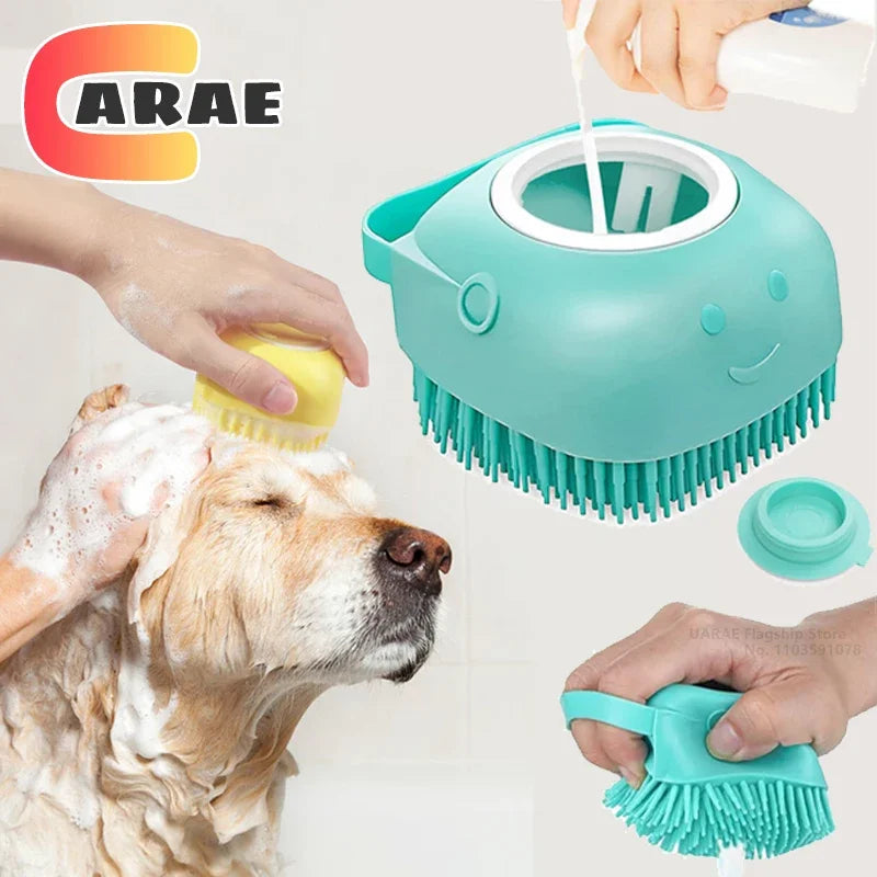 Transform Bath Time into a Spa Experience with Our Dog Bathing Brush - The Ultimate Pet Massage Tool with Shampoo Dispenser for Dogs and Cats