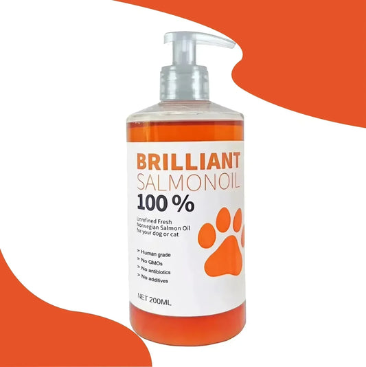 Elevate Your Dog's Health with Brand 200Ml PET BRILLIANT Pure Salmon Oil - Natural Nutritional Supplement Packed with 21 Omega Fatty Acids!