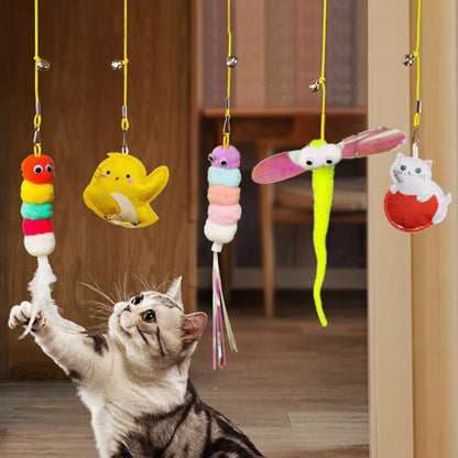 1PC Cat Hanging Cat Toy Hanging Door Elastic Rope Cat Stick Feather Pet Supplies for Cats and Dogs