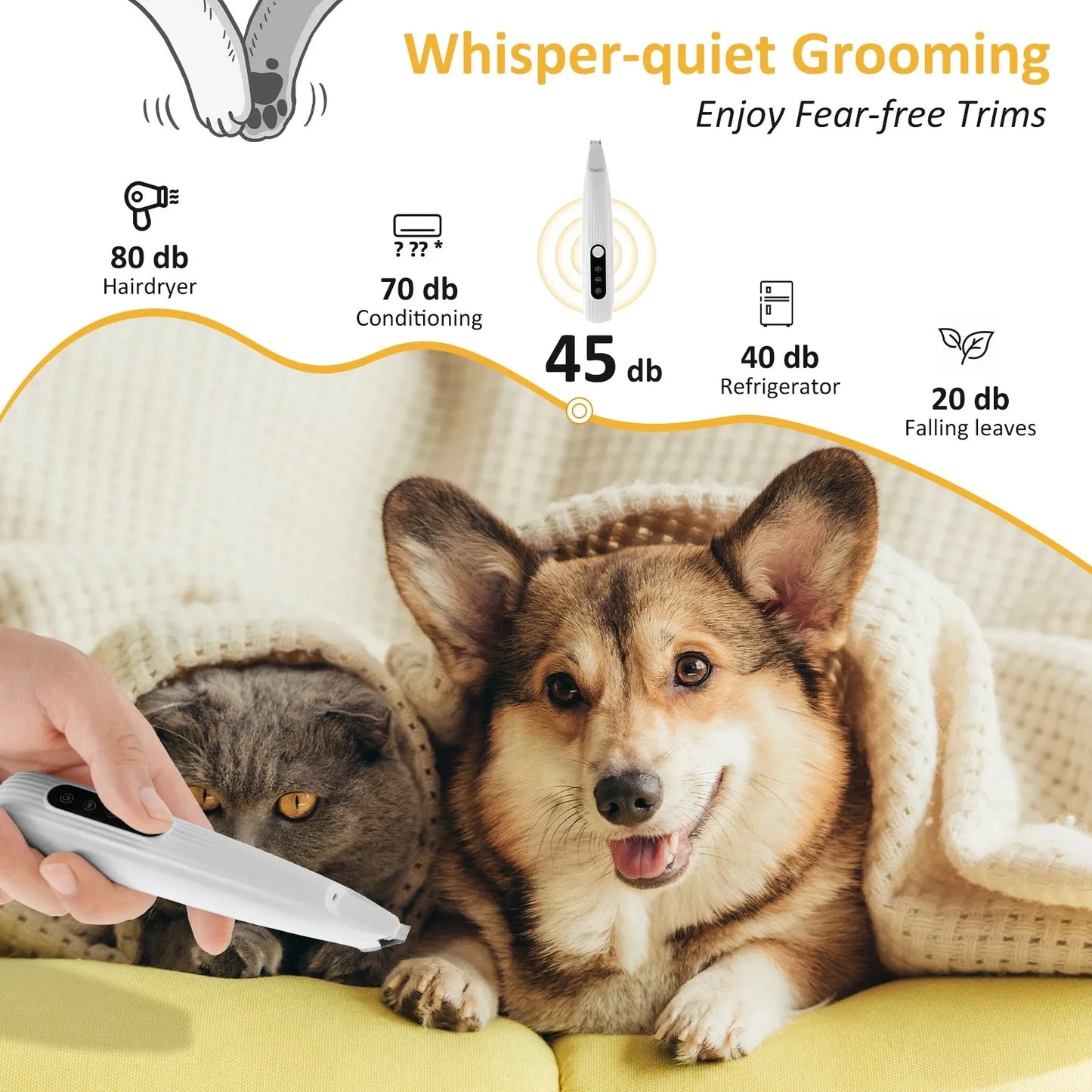 Ultimate Pet Dog Paw Trimmer with LED Light - Low Noise, High-Speed, Waterproof Grooming Tool for Dogs and Cats