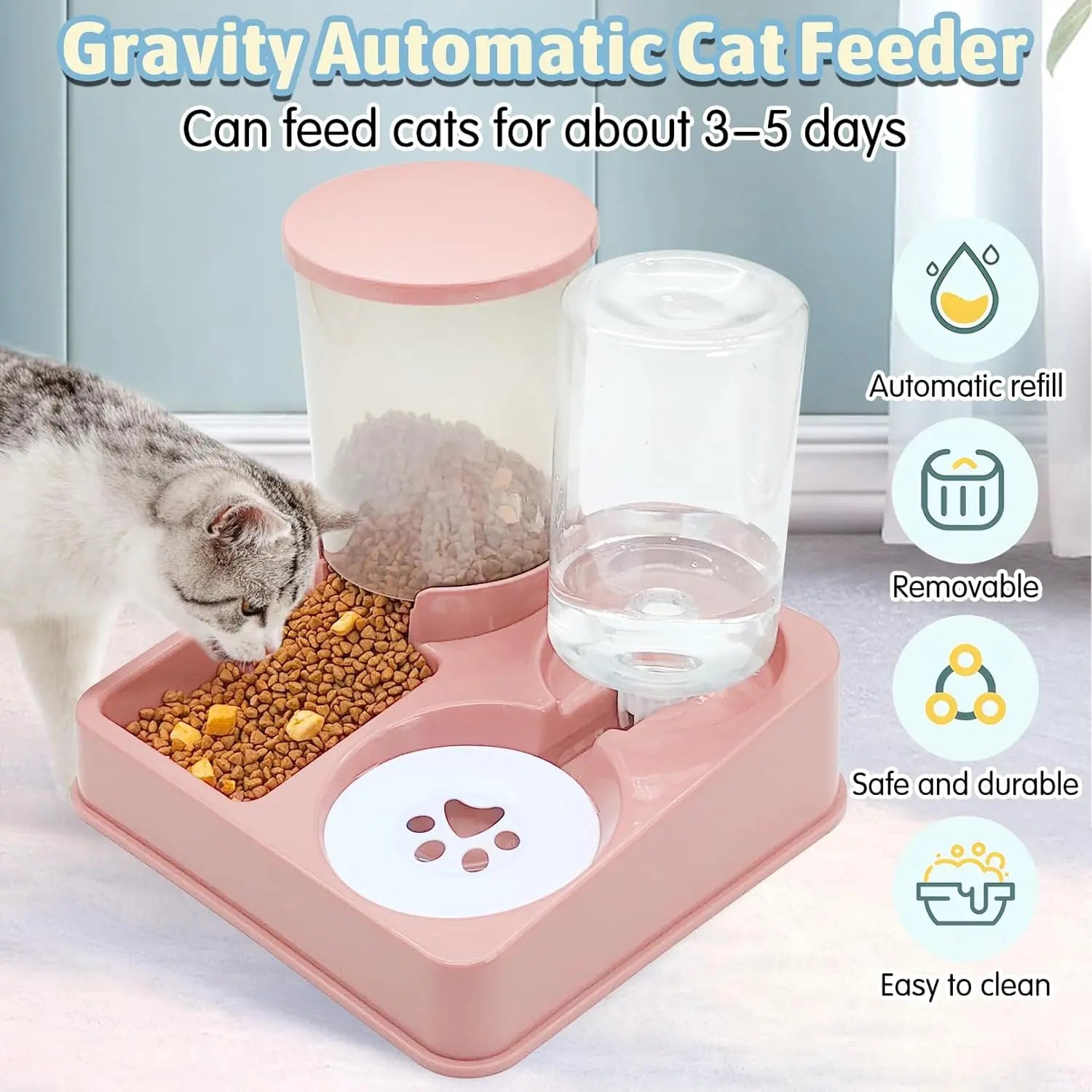 Revolutionize Your Pet's Mealtime with the 2-in-1 Automatic Cat Feeder and Water Dispenser Set - Effortless Feeding and Hydration for Dogs!
