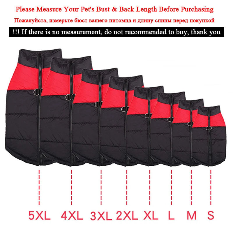 Padded Winter Warm Dog Clothes Waterproof Pet Vest Zipper Jacket for Small Medium Large Dogs Pug Chihuahua French Bulldog Coat
