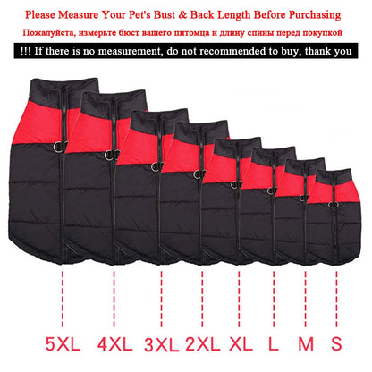 Padded Winter Warm Dog Clothes Waterproof Pet Vest Zipper Jacket for Small Medium Large Dogs Pug Chihuahua French Bulldog Coat