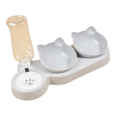 Bowl Set with Automatic Water Feeder For Pets(3-in-1)